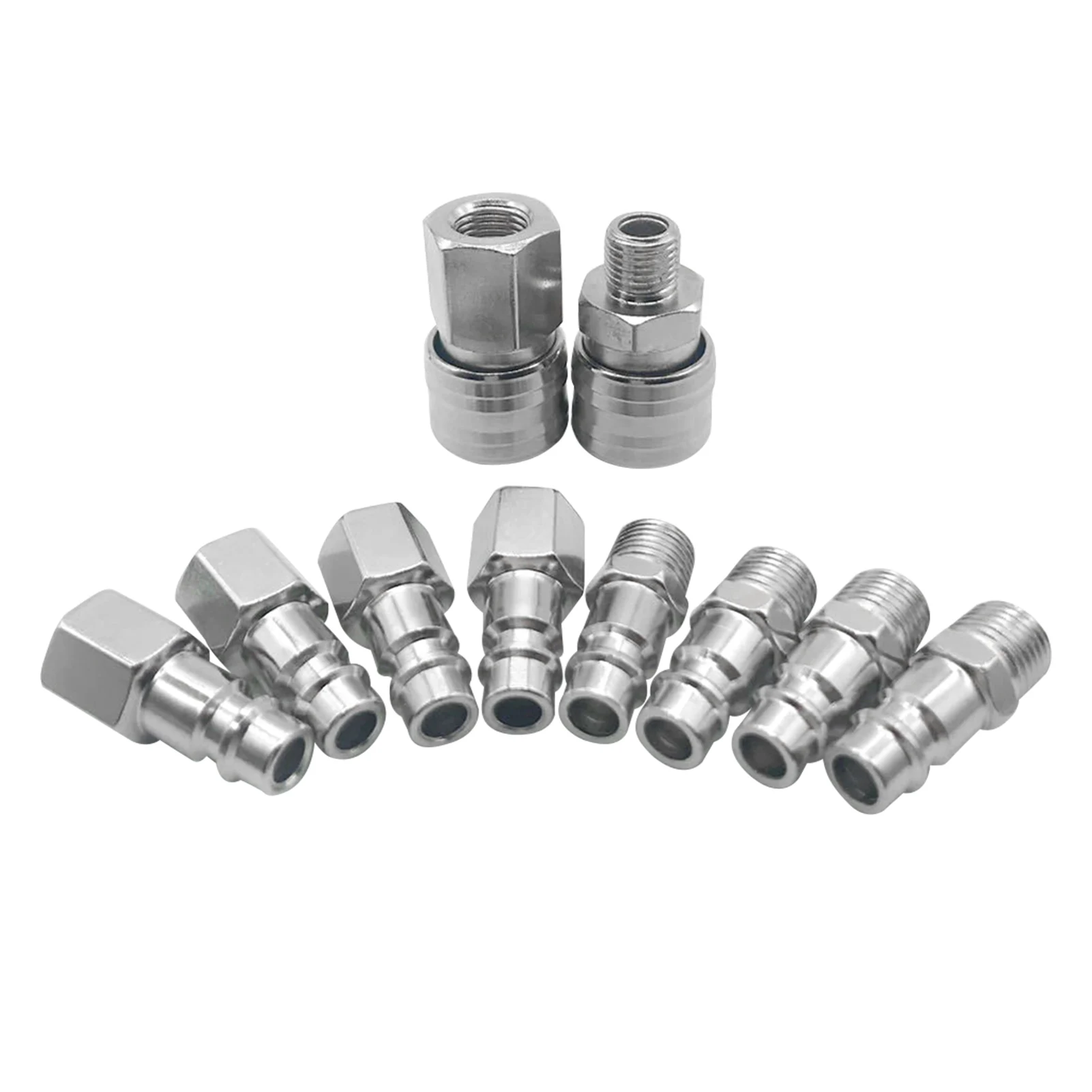 

10pcs Easy Install Hand Tool Nickel Steel Line Hose Male Female Thread 1/4 BSP Heavy Duty Euro Connectors Air Compressor Fitting