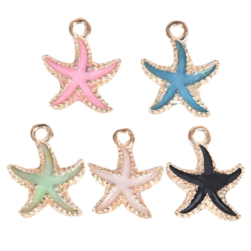 

10pcs /set Coloful Nautical Ocean Starfish Shell Conch Sea Enamel Charms DIY Bracelet Necklace Jewelry Accessory DIY Craft