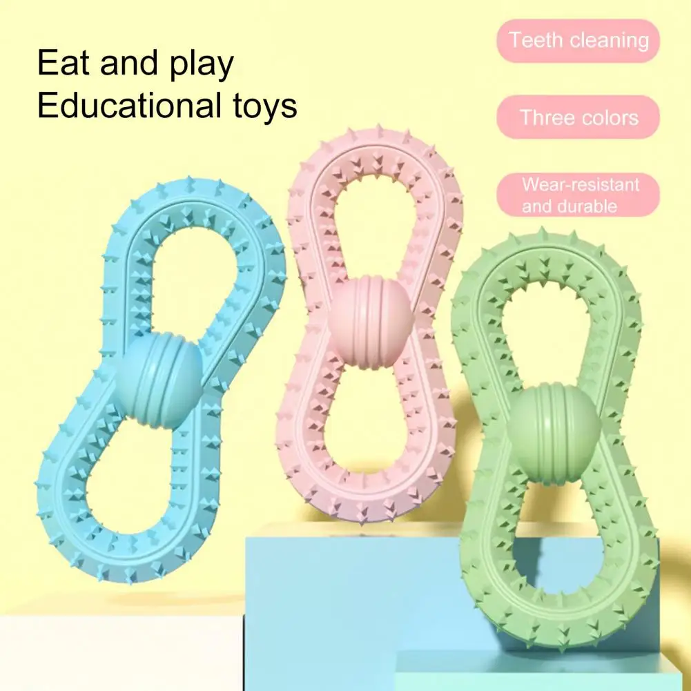 

Dog Toy TPR Fashion Color Matching Easy to Clean Bump Point Wear Resistant Portable Relieve Stress Figure 8 Shape Dog Chew Toy