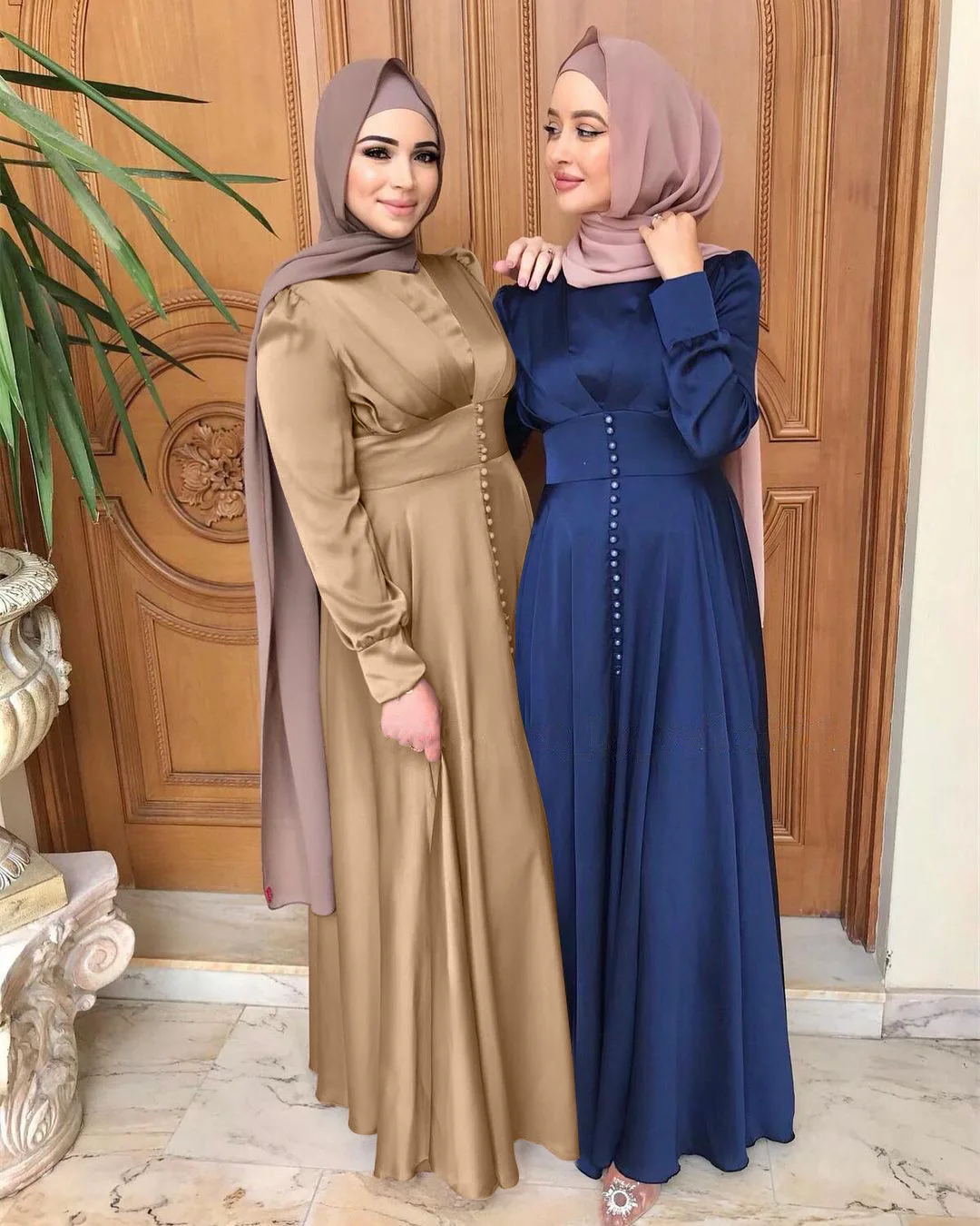 Abaya Woman Dubai Luxury Smooth Satin Women'S Long Muslim Dress Moroccan Caftan Evening Arabic Dress Jalabiyat Women Ramadan