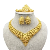 women jewelry set collar necklacebracelet earringsring hollow flower 18k arabia indian dubai african wedding party gift