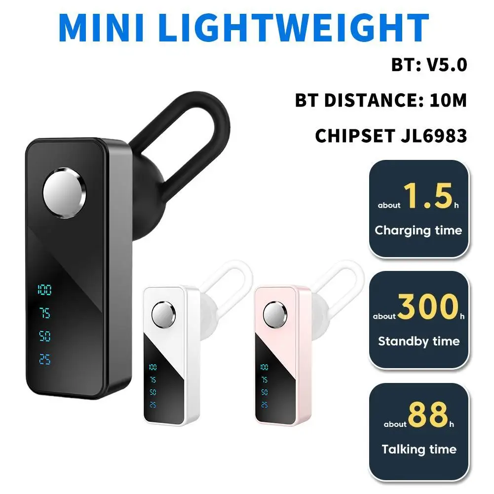 

Wireless Bluetooth 5.0 Car Earphones Sport Running Noise Reduction Call With Mic Earbud Single Ear Business Earphones HiFi Sound