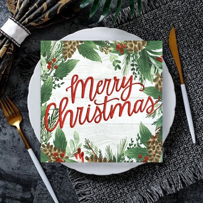 20 шт./пакет рождественские цветочные шишки бумажные салфетки зимние декупажные