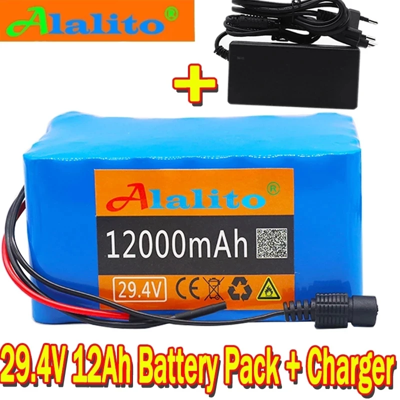 

7S5P 24v 12Ah battery pack 250w 29.4V 12000mAh lithium ion battery for wheelchair electric bicycle pack with BMS + charger