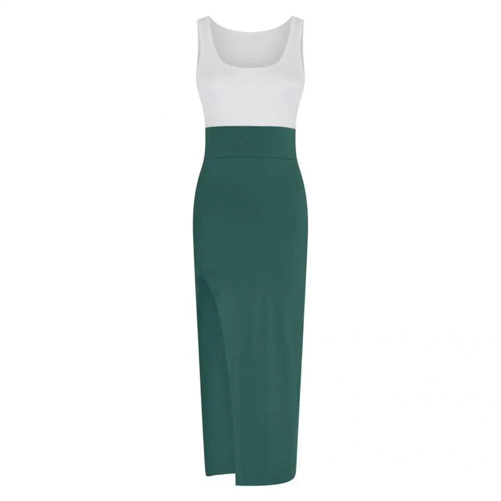 

Stylish Summer Dress Patchwork Trendy Tank Dress Solid Color Tank Dress