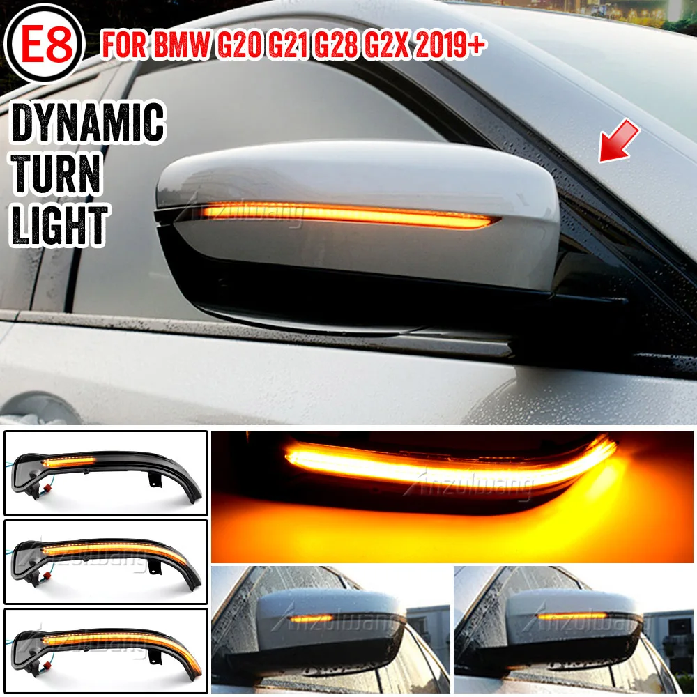 

2pcs LED Dynamic Blinker Sequential Indicator Turn Signal Light Side Rear View Mirror Lamp for BMW 3er G20 G21 G28 G2x 2019 2020
