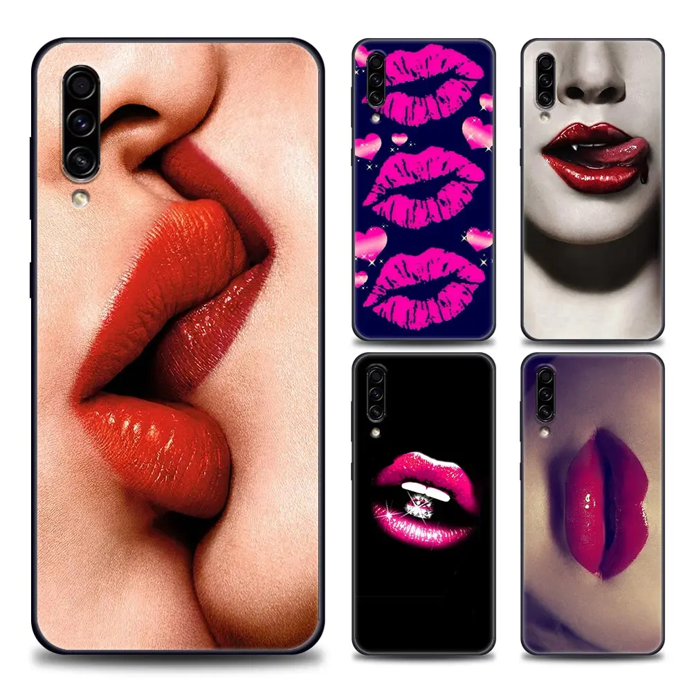 

Phone Case for Samsung A10 A20 A30 A40 A50 A60 A70 A90 Note 8 9 10 20 Ultra 5G Silicone Case Cover Sexy Beauty Hot Red Lips