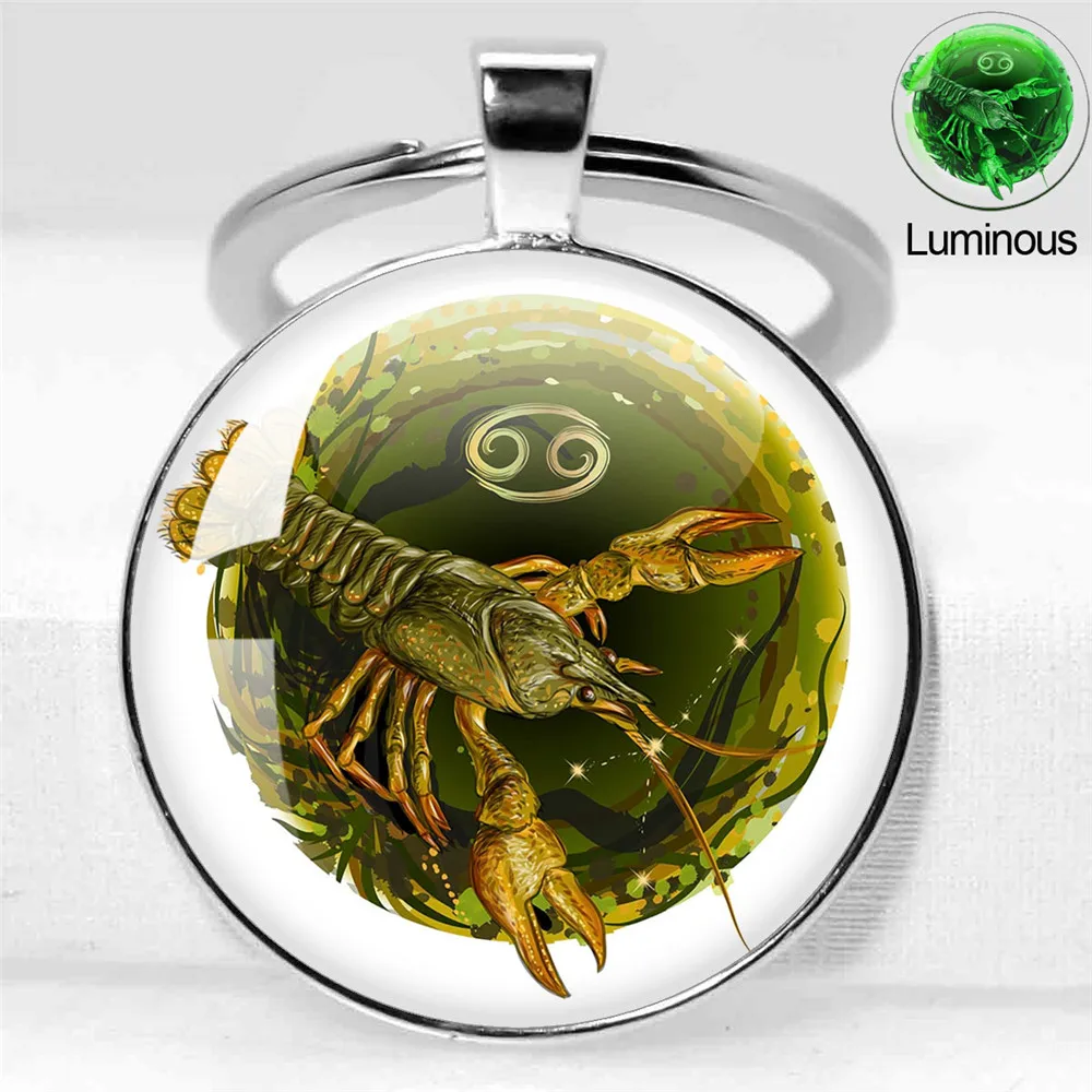 Стеклянный брелок для ключей 12 созвездий цвет в ассортименте