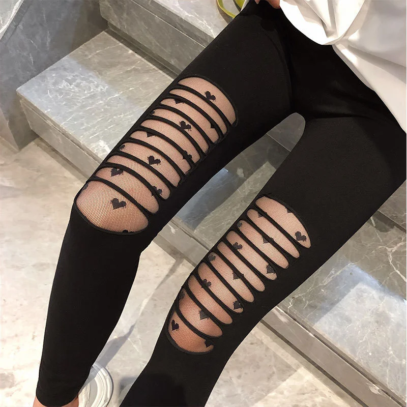 

2023 Women Black Leggings High Waist Yarn Patchwork Stretch Pencil Pants High Elastic Slim Y2K Clothes Autumn Solid Legging L03