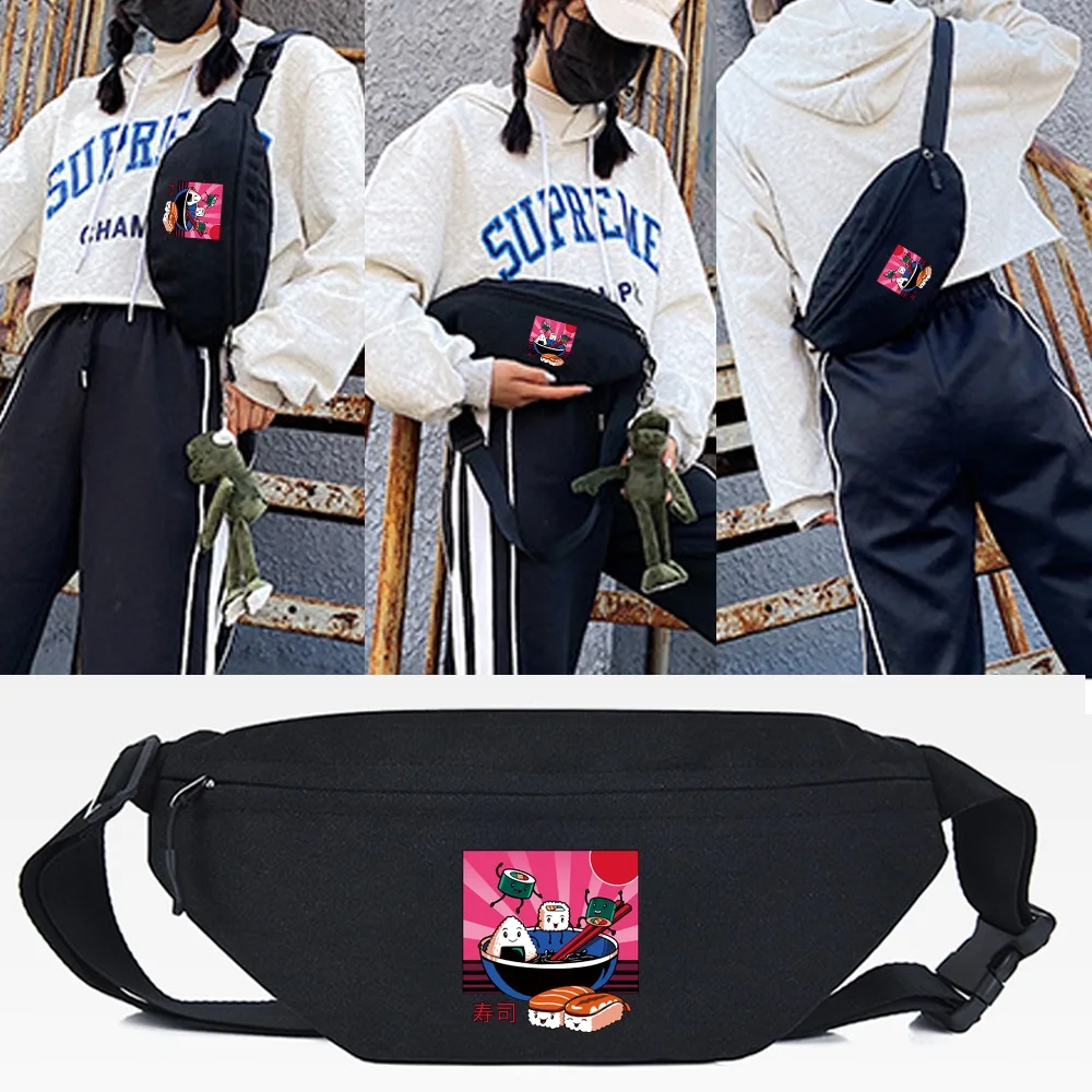 

Fashion Waist Bags Sushi Bowl Print Chest Pack for Women Brand Clucth Purse Korean Style Crossbody Shoulder Bag Card Packs Men
