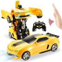 2 4ghz induction transformation rc car robot 28cm led lights music robots fightint deformation remote control cars toys for kids