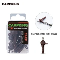 carpking 10pcs rubber stainless steels tadpole beads with swivel inline set up soft safety sleeve carp fishing accessory tackles