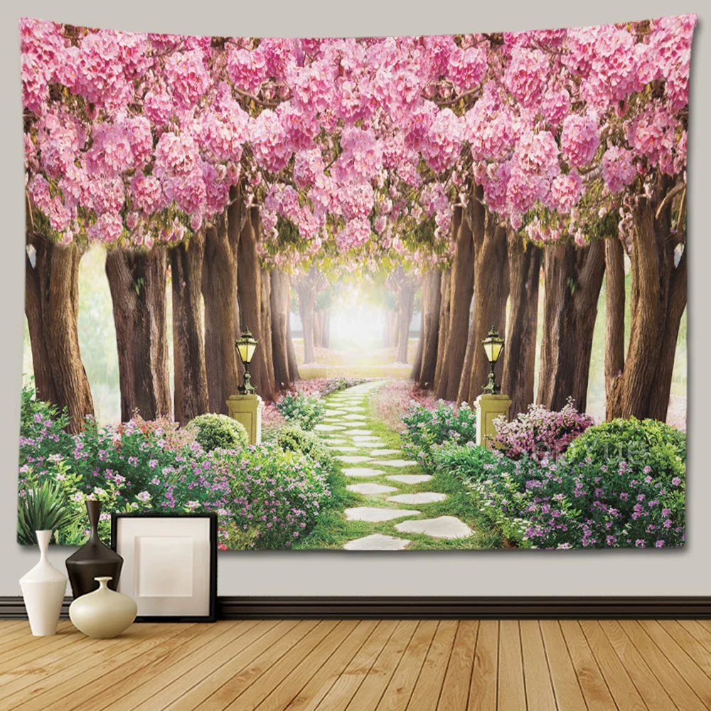 

Carpet cherry blossom pattern home decoration bedroom decoration room view error visual tapestry wall hanging wall peeling