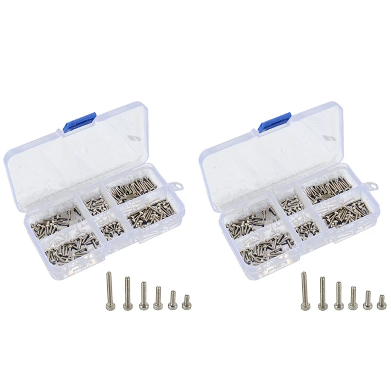 

360Pcs M2 X 4 / 6 / 8 / 10 / 12 / 16Mm Hex Socket Head Cap Screw Stainless Steel M2 Screw Accessories Kit Box