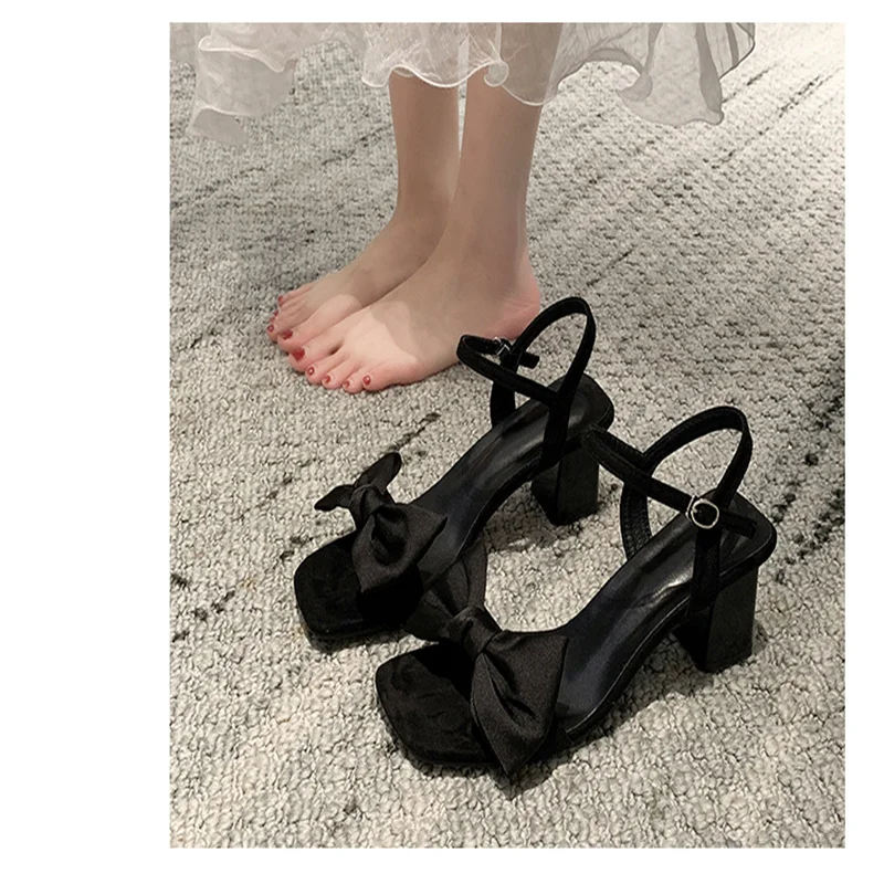 2023 Fashion Women Sandals Outerwear New Super Hot Sandals Women Summer Bow All-match Women High Heels Sandals