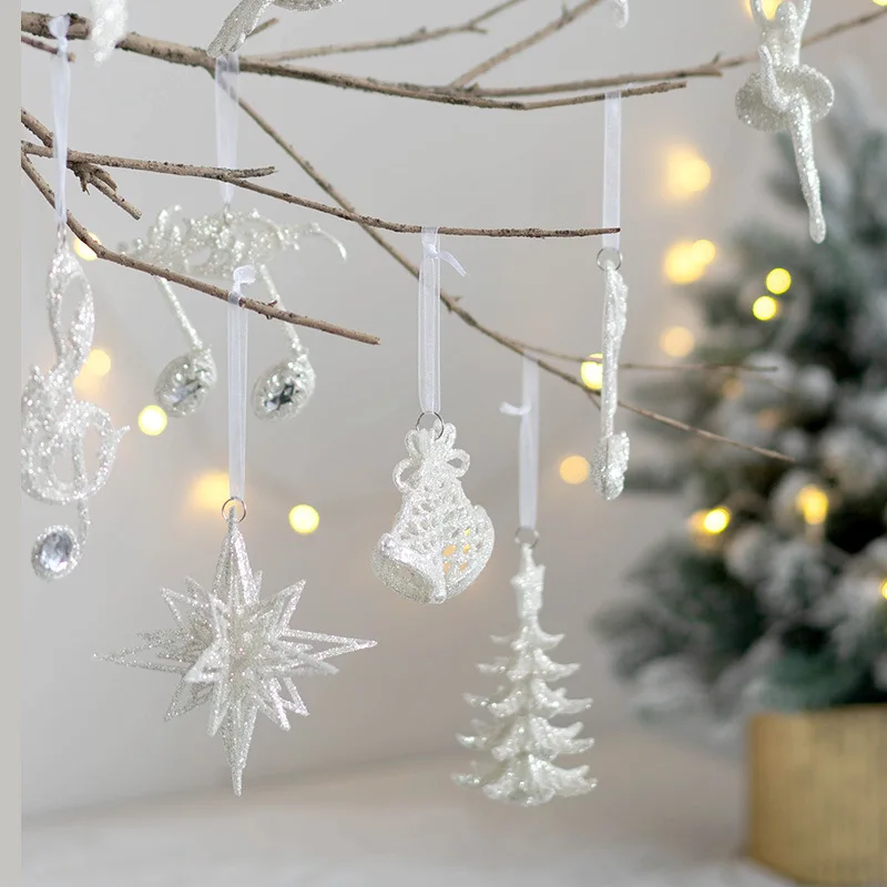 

Xmas White Glitter Angel Pendant 2022 Christmas Decoration for Home Christmas Tree Decorations Hanging Ornaments New Year Gifts