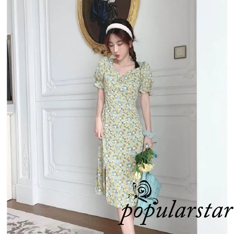 

Popu-Women Fashion Short Sleeve Floral Dress Ladies Stylish Dress