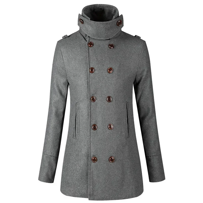 Осень/Зима 2022 Трендовое мужское облегающее длинное пальто с двумя пуговицами в