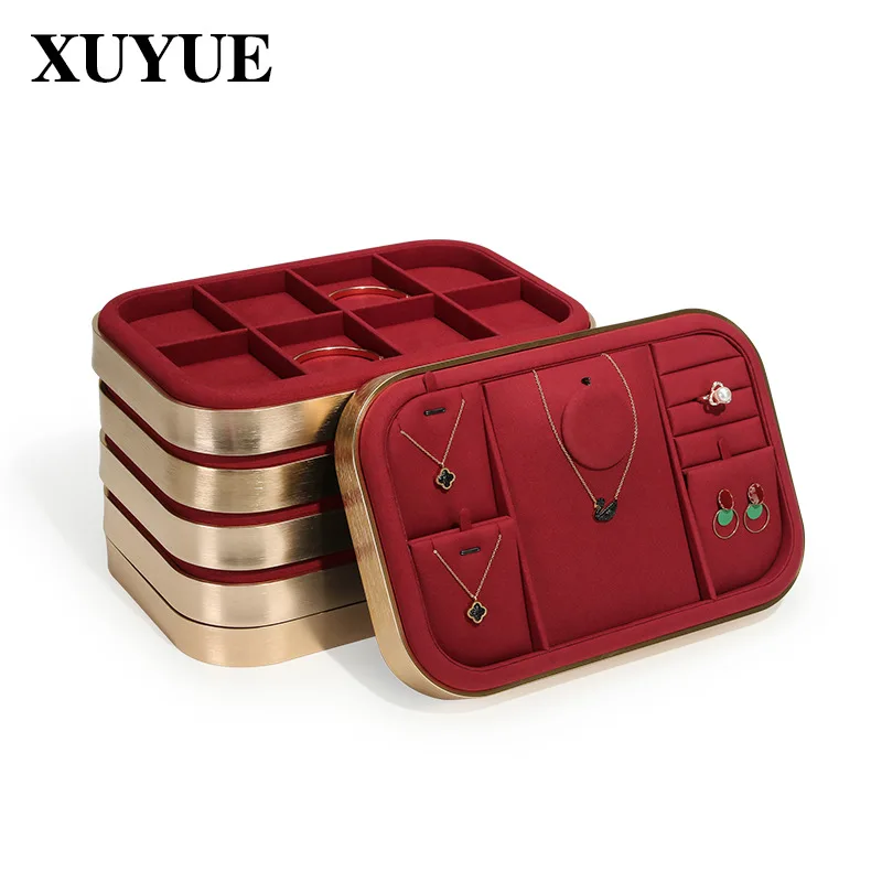 New jewelry tray wine red metal watch tray necklace ring display display tray live special tray