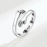 romantic love hand hug rings for women silver plated i love u forever opening finger ring girl wedding party temperament jewelry