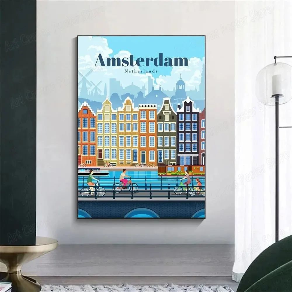 Всемирно Известный Постер С Принтом На Холсте-токио Нью-йорк Бали Сеуль Мадрид