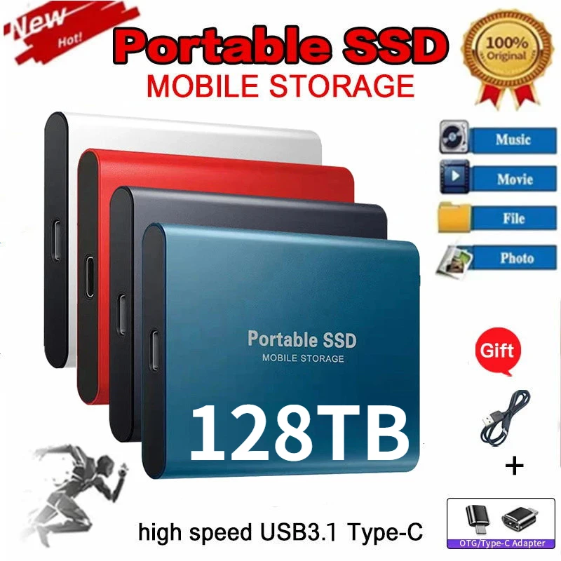 

2023 Original Portable 500GB SSD 4TB External Hard Drive Type-C USB 3.1 High Speed External Storage Hard Drive for Laptop/PS4