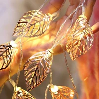 gold heart string lights 10 led iron leaves wedding christmas birthday holiday room courtyard decorative led lights party favors