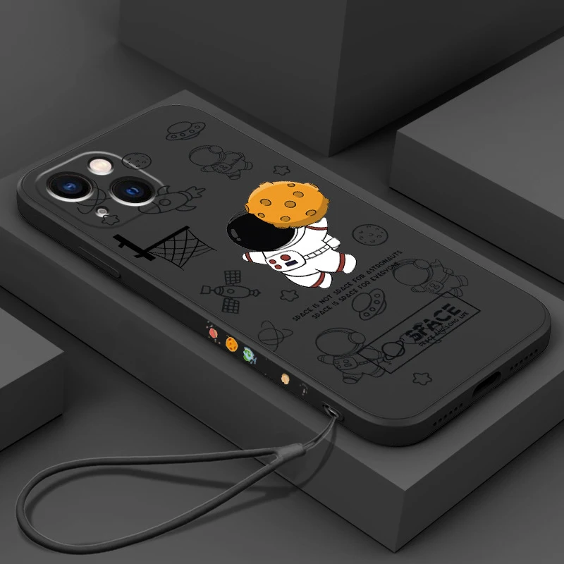 

Lanyard Case For Oneplus 10 Pro 9RT 9R 9 1+9 1+8T Cute Astronaut Shockproof Soft Silicone Cover For One PlusNord 2 5G CE 1+Nord