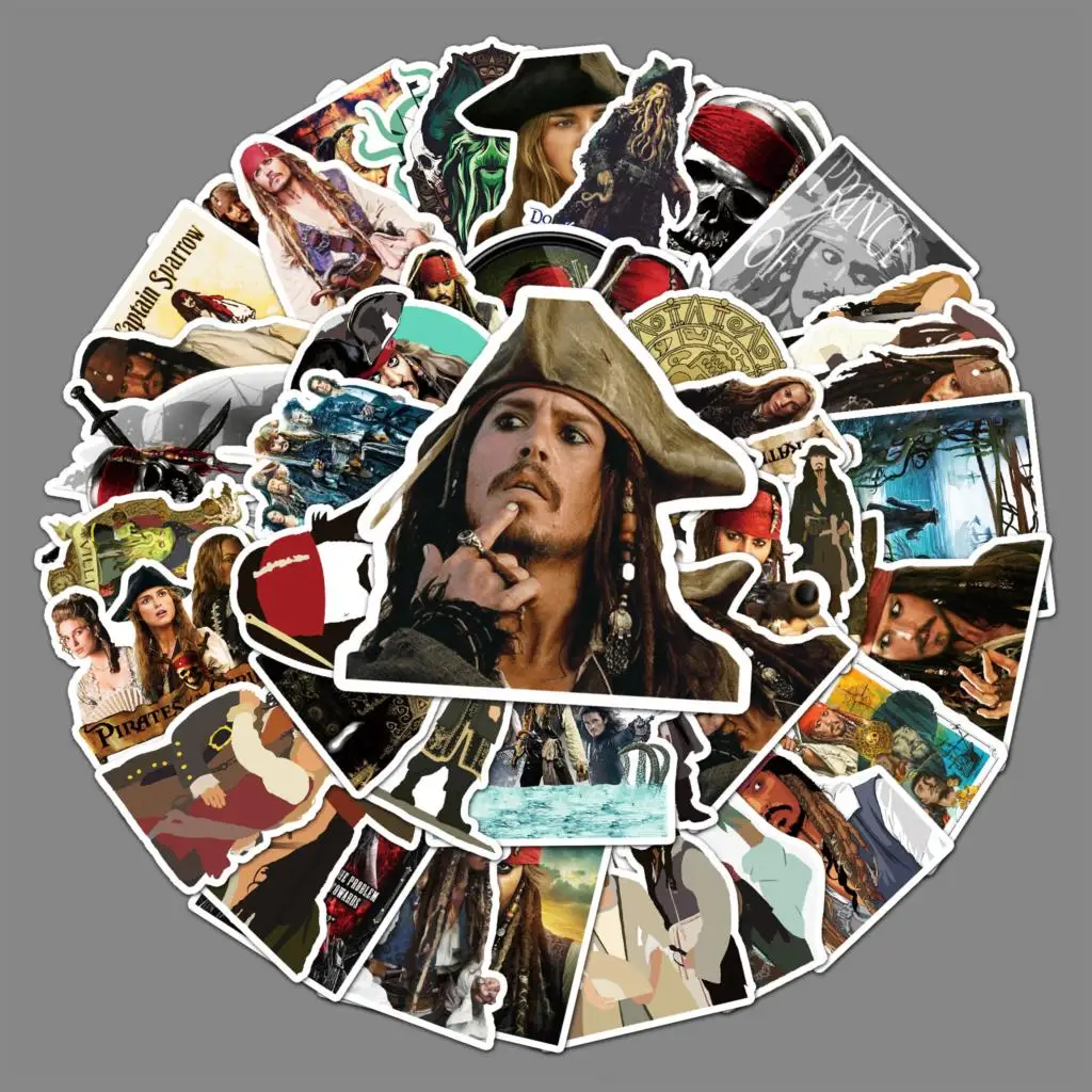 

50PCS Pirates Of The Caribbean Graffiti Waterproof Sticker Suitcase Notebook Refrigerator Stationery Box Car Water Cup Wholesale