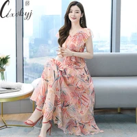 elegant women floral dress korean fashion v neck sundress summer print short sleeve midi vacation outfits boho vintgae dress