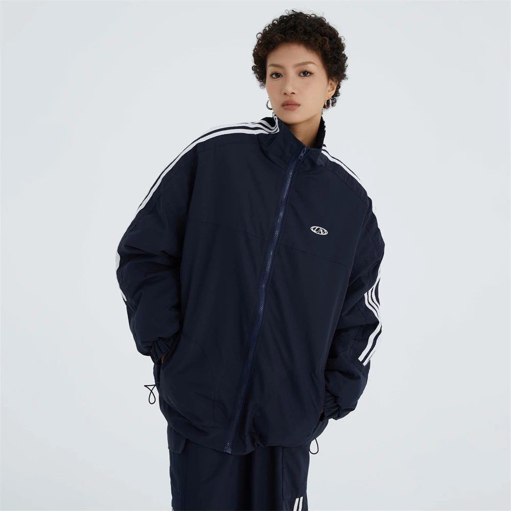 New Women Winter Street Cotton Jackets Coat Thick Warm Parka Clothes Fashion Striped Sleeve Trend Outerware Solid Cotton Jacket