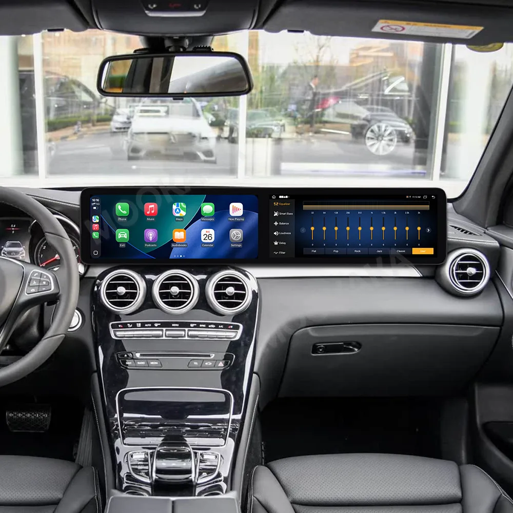 Фото 24,6-дюймовый автоматический радиоприемник с GPS-навигацией для Mercedes Benz GLC W253 C W205 2015-2018, автомобильный стерео головное устройство с двойным экраном Android Carplay №1