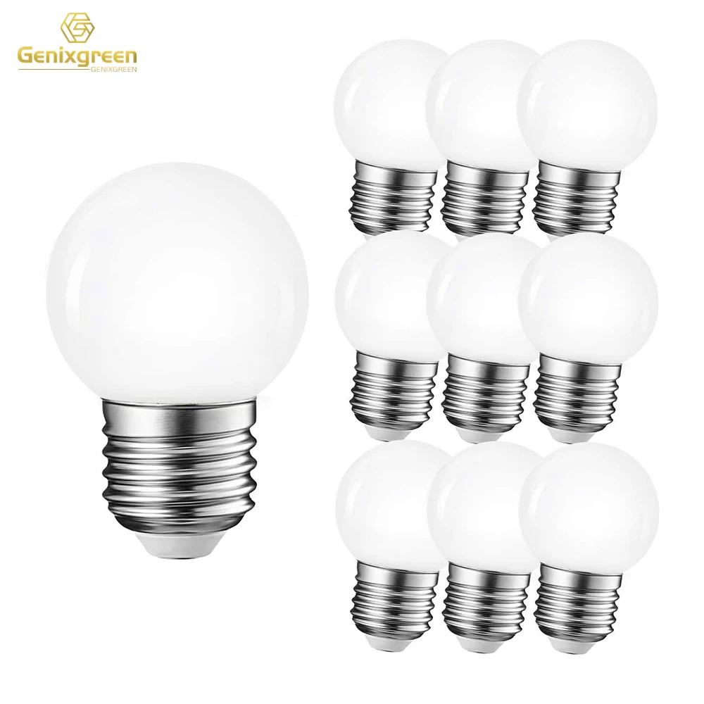 

10pcs/lot G45 PC Milky Plastic Led Bulb Globe Edison Led Light Lamp Milk 1W 2W 3W E27 220V Warm White SMD Ball String Light Bulb