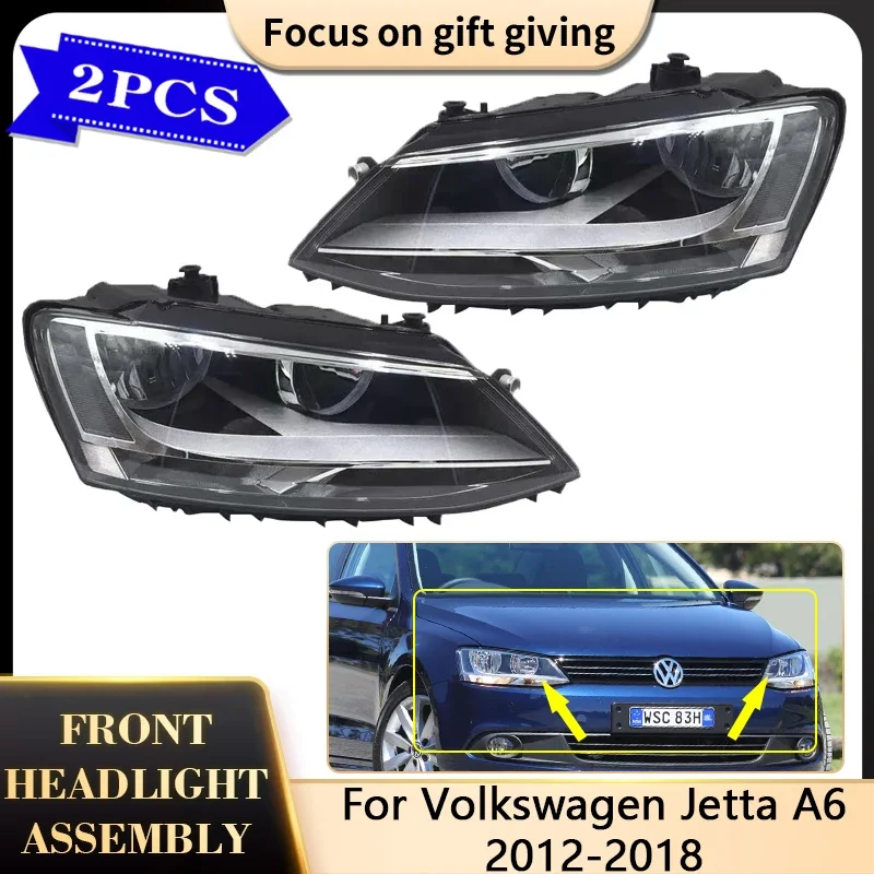 Передняя фара в сборе для VW Volkswagen Jetta Vento A6 2012 ~ 2018 прозрачные линзы ходовые огни