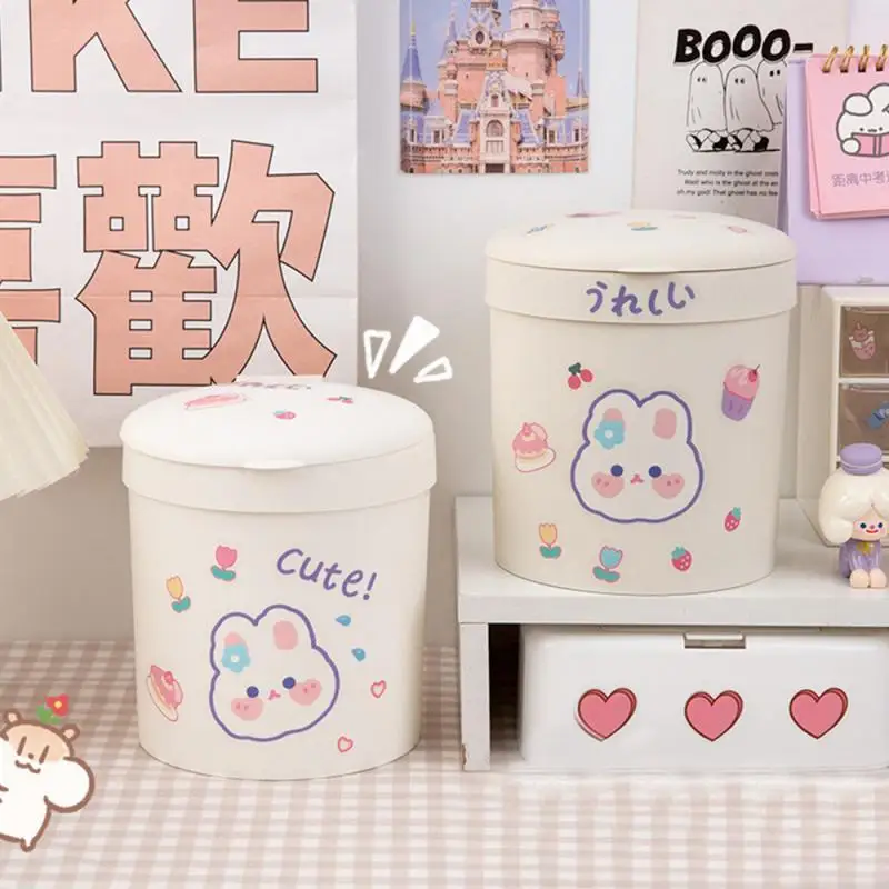 

Ins Style Desktop Small Trash Can Bin With Lid Cute Bedroom Dormitory Women Storage Barrel Box Office Mini Paper Garbage Basket