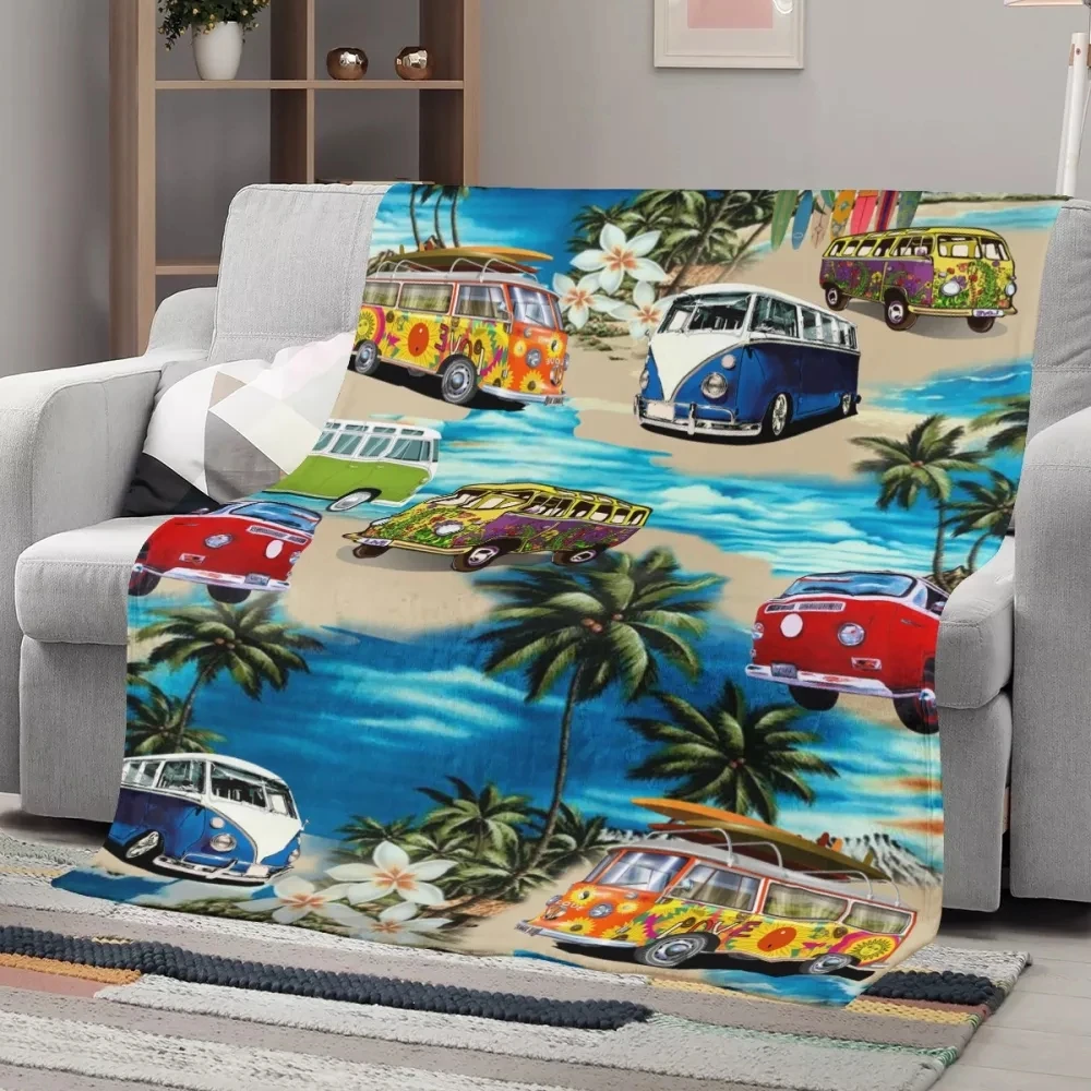 Одеяло для дивана взрослых с принтом Гавайского экскурсионного автобуса