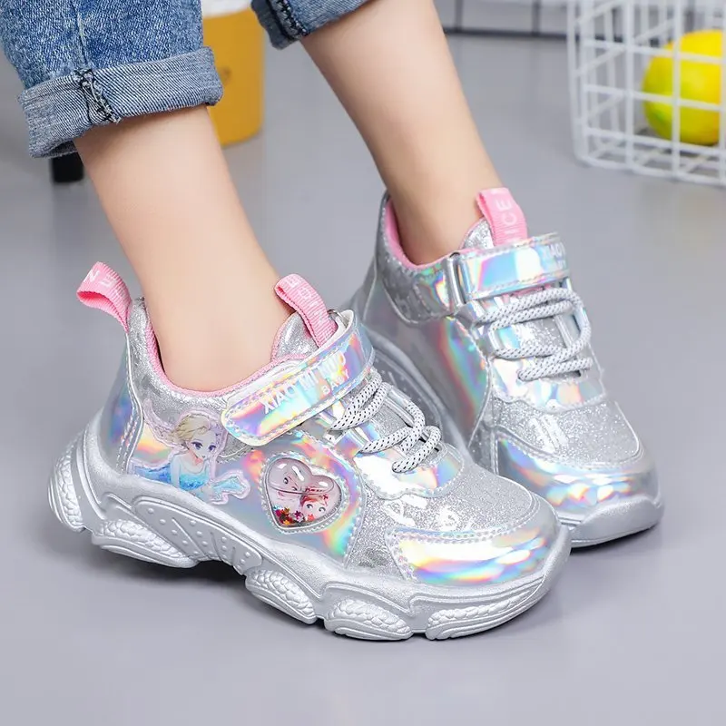 

Disney Girls Sports Shoes Spring and Autumn New Frozen Leather Shoes Fashion Casual Children's Shoes Student Single Shoes