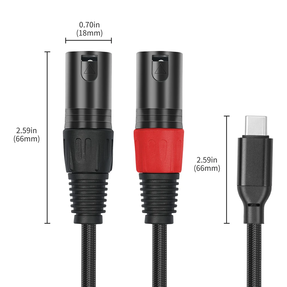 USB-C к двойному 3-контактному кабелю XLR в оплетке типа C