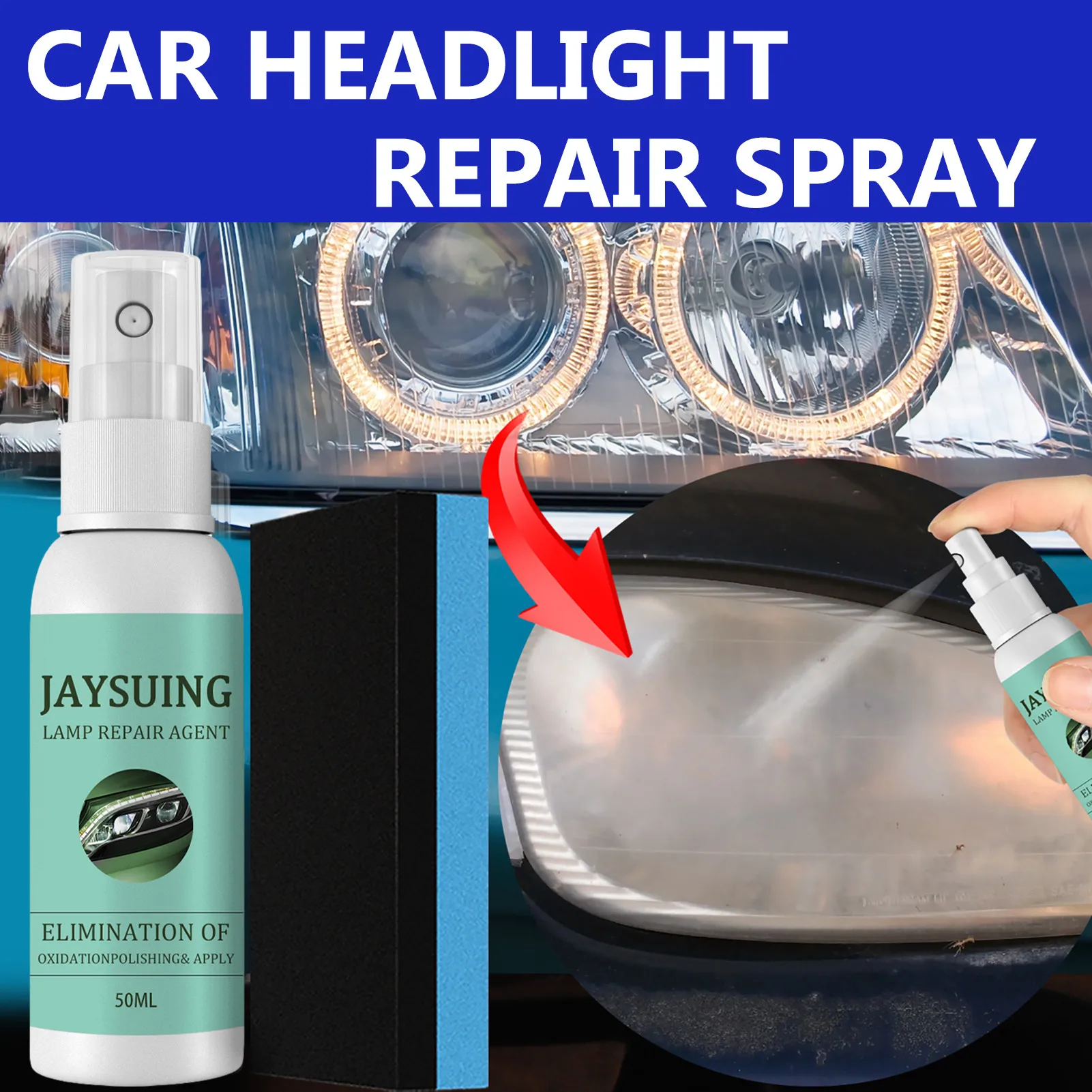 

50ml Car Headlight Repair Fluid Set Headlight Restoration Agent Headlight Coating Agent Taillight Headlight Refurbishment Fluid