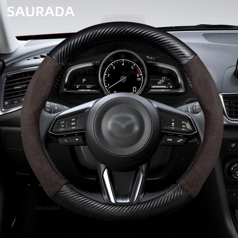 Высококачественный замшевый чехол на Автомобильный руль из углеродного волокна
