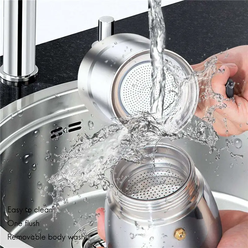 Фото Кофеварка ABSS-2X Moka Pot, на 4 чашки, для приготовления эспрессо на плите - Кубинская кофеварка-перколятор, премиум-класса, итальянская кофеварка для эспрессо №3
