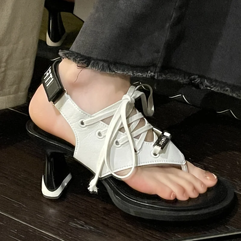 

Босоножки женские на высоком каблуке, шнуровка, летние модные тапочки, дизайнерские туфли, 2023