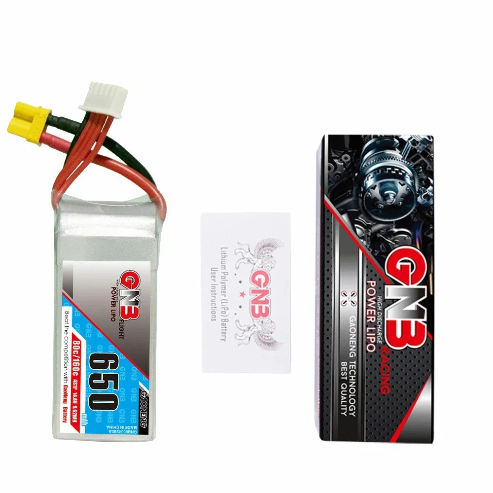 

Gaoneng 14.8V 650mAh 80C 4S LiPo Battery XT30U-F Plug for RC Drone