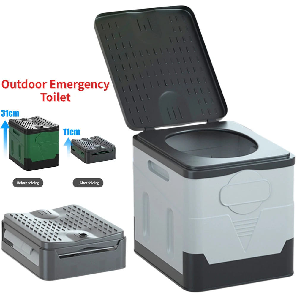 

Portable Folding Toilet Outdoor Emergency Camping Potty for Adults Trash Can Seat Toilet Car Picnic Car Organizer Storage Can