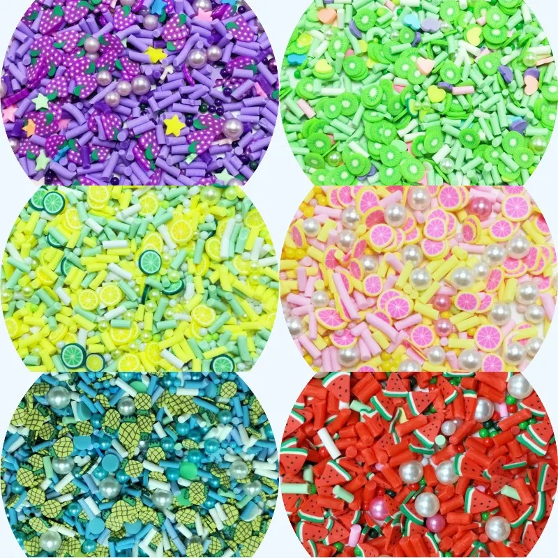 Ломтики фруктов смешанные цвета Рождественская глина слайм Boxi смешанная серия