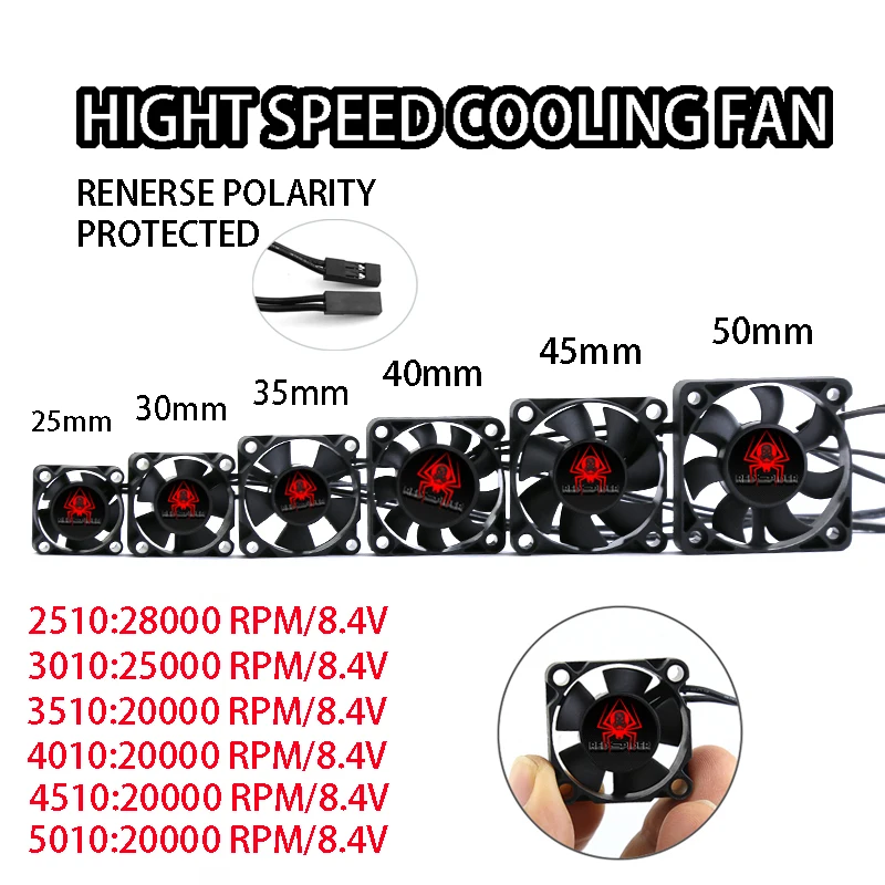 

25mm 30mm 35mm 40mm 45mm 50mm Cooling Fan For ESC Motor Heat Dissipation RC Car Parts
