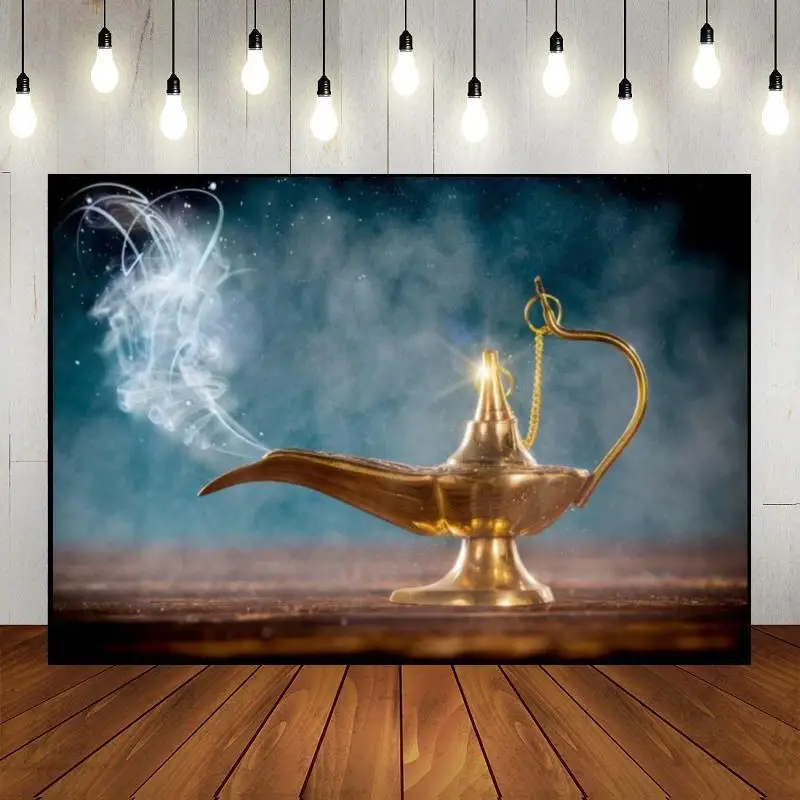 

Задний фон Aladdin с фонариком, фото пустыни, на заказ, день рождения, декорация, фотография, фоны с дымом, волшебство