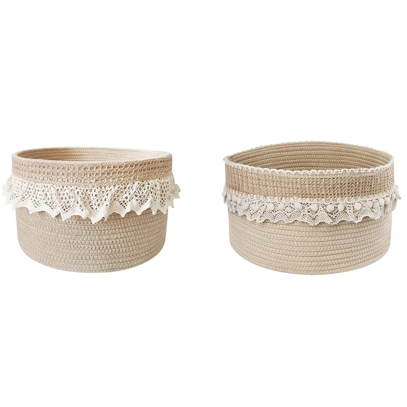 

Decorative Baskets With Lace Rope Woven Storage Baskets Rope Baskets For Shelves Organizer Bins For Baby Toys