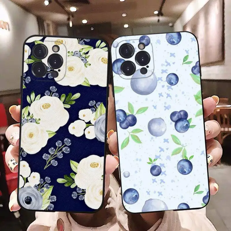

Blueberry Flowers Phone Case For iPhone 14 11 12 13 Mini Pro Max 8 7 6 6S Plus X SE 2020 XR XS Funda Case