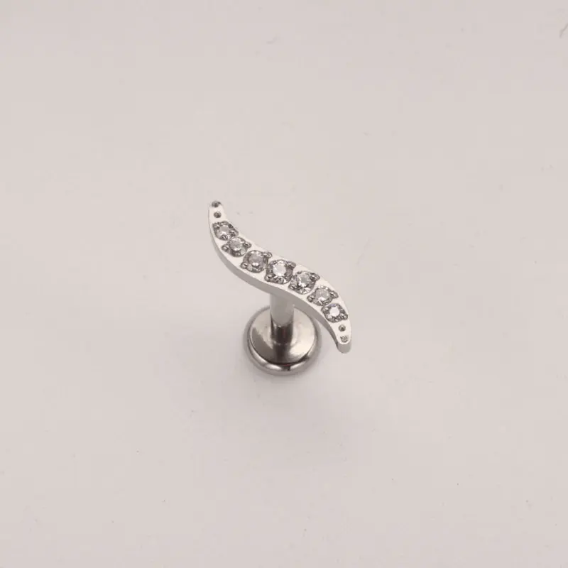 G23 Titanium Helix Ear Piercing 16G Internal Thread Nose Leaf Piercing Luxury Ladies S-Type Zircon Tragus Piercing Body Jewelry